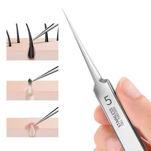 1 Pack Extra Fine No. 5 Pincée à tête noire cellulaire d'acné - Beauté faciale Supprimer les outils d'aiguille d'acné pour les soins de la peau