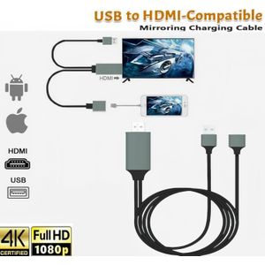 Câble de projecteur HDMI pour smartphone, adaptateur convertisseur de câble USB vers HD, câble adaptateur pour téléphone mobile vers TV 1080P AV