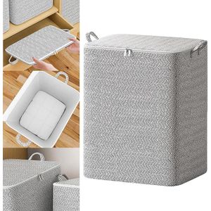 Sac de rangement pliable 220 L pour couvertures, organisateur de penderie, sac de rangement pour vêtements, sac de rangement pour oreillers - Gris