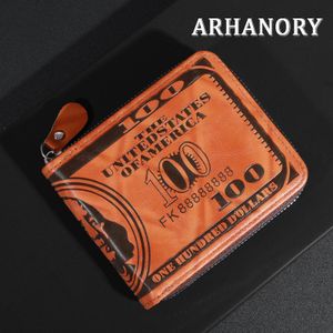 ARHANORY Portefeuille pour homme Bill Porte-cartes de crédit Porte-monnaie à fermeture éclair - Marron foncé