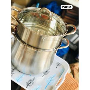 Couscoussier en Inox grand model - 8 litre  - compact et durable 