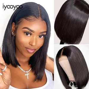 iyooyoo Perruque élégante pour femmes, coupe Bobo noir naturel, cheveux lisses de 12 pouces, cadeau pour elle