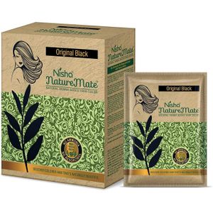Nisha Coloration capillaire naturelle à base de henné Naturemate, teinture noire, sans ammoniaque, pour cheveux noirs naturels, 60 g