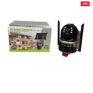 Optimax 4K Ultra HD WiFi Dual Lens Ai Solar PTZ Big Outdoor Camera With Auto (2 en 1) 