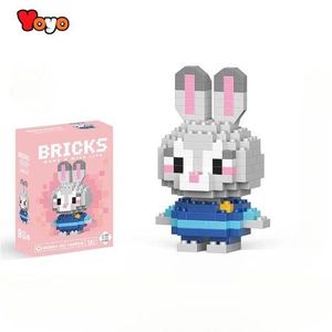 Jouets de briques de construction à petites particules lapin gris