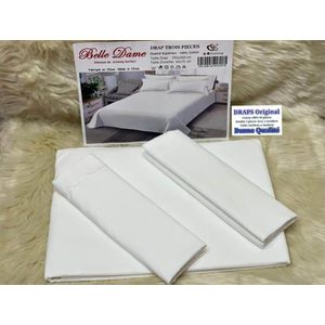 Drap double lit et 2 taies d'oreiller blanc en Coton doux