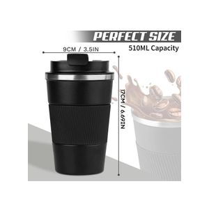 TodyJeyHo Tasse de voyage en acier inoxydable isolée sous vide, gobelet à café réutilisable anti-fuite avec couvercle, tasse à boissons sous vide, garde les boissons chaudes et froides pendant des heures, thermos durable pour hommes et femmes (Noir)