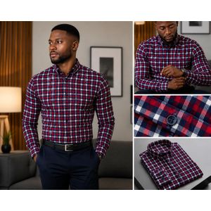 Chemise Pure Coton Gris & Rouge