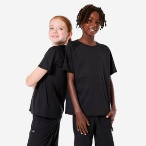 Tee-shirt enfant synthétique uni mixte, noir