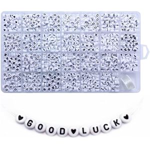 Blanc Rond Acrylique Alphabet Lettre Perles