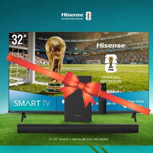Hisense Tv 32 Pouces Smart + Barre De Son HS1800 - 140 Watts - Garantie 12 Mois