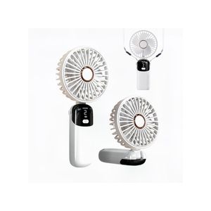TodyJeyHo Ventilateur portable, Ventilateur mini rechargeable, Cinq vitesses de vent réglables et écran de batterie, Ventilateur portable / cou / bureau 3 en 1 réglable à 90 ° pour l'extérieur à l'intérieur, , Ultra silencieux (blanc)