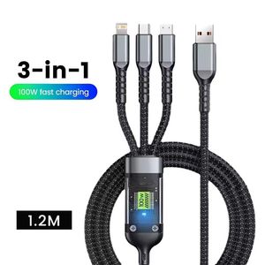3 en 1 Câble de charge ultra rapide pour tous les Téléphones, Câble de Charge Rapide Multi-appareils, Longueur 1,2 m
