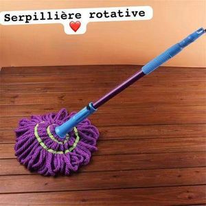 At Balai à franges à torsion automatique, serpillère en microfibre, serpillère rotative proprement, poignée rétractable en acier inoxydable