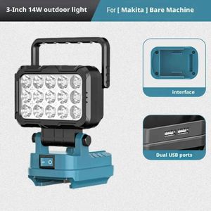 Lampe de travail LED portable à piles avec port USB, lampe torche de 7,6 cm (3 pouces) pour outils d'extérieur