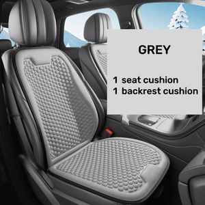 Coussin de siège d'auto simple avant rafraîchissant et lisse pour l'été avec dossier intégré, offrant un refroidissement instantané et du confort, et un dessous antidérapant pour un ajustement sécurisé - Gris