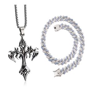 Ensemble de bijoux homme 2 en 1 collier et bracelet croix - Argent