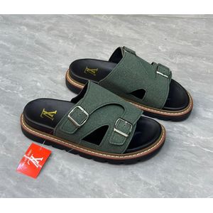 Chaussures premium homme élégantes à double boucle vert