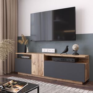 General Meuble TV Aven 160 cm – Pin Atlantique & Anthracite (AVE6-AA)