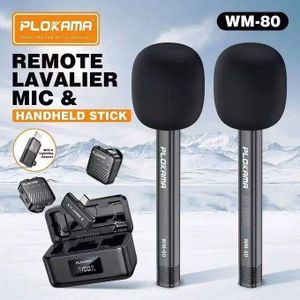 Plokama WM-80 – Kit Microphone Sans Fil Professionnel 2-en-1 (Cravate & Main) – Pour iPhone & Type-C