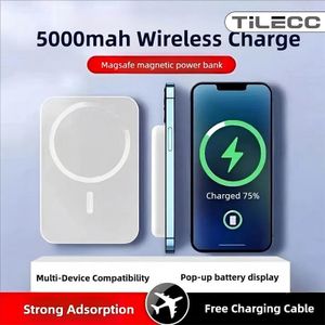 TiLECC Batterie externe magnétique sans fil MagSafe 10000 mAh à forte adsorption et recharge rapide sans fil portable
