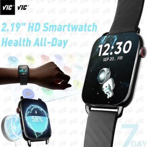VIC True Montre intelligente tactile IPS 2,19" avec appel BT, sport et moniteur de santé de fréquence cardiaque