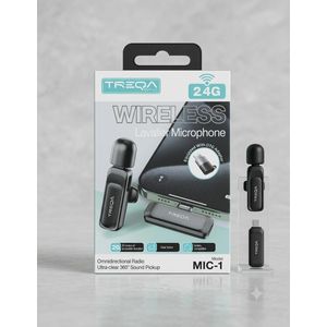Microphone Cravate Sans Fil-1 (2.4G) - Micro Omnidirectionnel 360° Réduction de Bruit pour Smartphone, Type-C & Adaptateur OTG