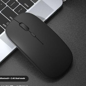 Souris sans fil silencieuse double mode noir mat à piles