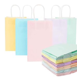 Flushrenic 20 Sacs Cadeaux, sacs cadeaux avec poignées, Sacs en Papier Kraft, pour Anniversaire d'Enfants, Baby Shower, Artisanat, Mariage, Fournitures de Fête (5 Couleurs)