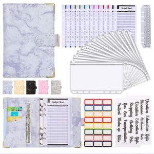 Carnet A6 effet marbre, bloc-notes à feuilles mobiles en cuir PU pour gérer son budget