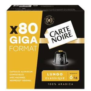 Café Lungo Classique - 80 Capsules Aluminium Compatibles Nespresso - 100% Arabica - Intensité 6