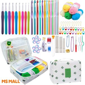 Kit de démarrage crochet pour débutants 100 pièces.Fil, crochets ergonomiques silicone et aluminium, coffret de rangement, idée cadeau