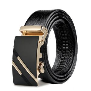 CALLIARA Ceinture en cuir véritable à boucle automatique pour hommes, ceinture en cuir de vache de première qualité, polyvalente pour les professionnels jeunes et d'âge moyen