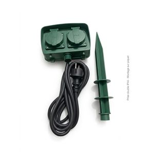 White Label Bloc Multiprise de Jardin Étanche avec Piquet – 2 Prises (3m)