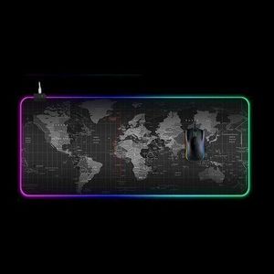 Tapis de Souris Gaming RGB Carte du Monde – Grand Format 800×300mm, 11 Couleurs Lumineuses