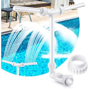 TodyJeyHo Fontaine à eau à double jet réglable pour cascade de piscine avec adaptateur aérateur pour piscines hors sol et spa, températures fraîches et chaudes (style classique) blanc