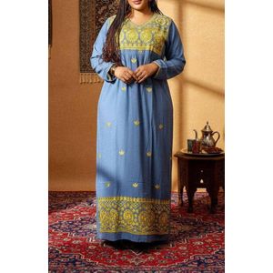 Robe simple en coton + voile adapté à votre corps et confortable, gris longue manche