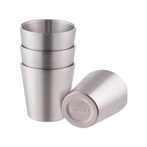 TodyJeyHo Tasses à café en acier inoxydable, tasses à café isolées à double paroi 4 pièces 300 ml sans BPA gobelets en acier inoxydable durables, idéales pour la maison, la cuisine, le bureau, l'extérieur, parfaits pour boissons glacées/chaudes