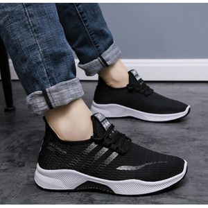 Chaussures de Sport Respirantes en Maille pour Hommes Chaussures de Course Légères à Semelle Souple Baskets Décontractées à Lacets Antidérapantes