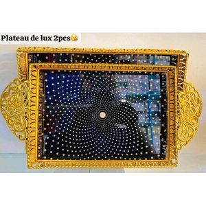 Plateau de service lot 2 Plateaux , assiettes décoratives luxe rectangle