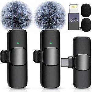 Pack de 2 Micro-cravates Sans Fil - Réduction de Bruit - Compatible iPhone, Android & PC - Adaptateurs Inclus - Vlog & Live