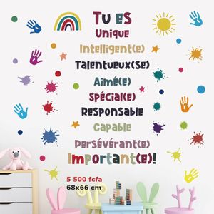 White Label Autocollant citation motivation Tu es unique