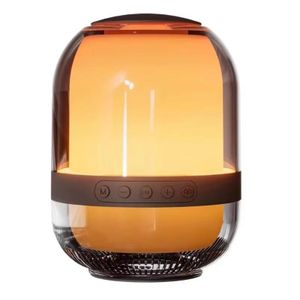 Haut-parleur Bluetooth compact en verre - Stéréo HIFI, son surround 360°, interconnexion TWS, lumière d'ambiance RVB - Transparent