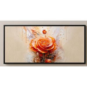 Tableau Décoratif Mural  Moderne Élégant - Rose Orange avec Effets d'Éclaboussures -- 18x40 cm