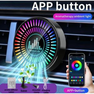  Diffuseur d'arômes pour voiture / Lampe d'ambiance RGB LED au rythme de la musique avec diffuseur d'arômes USB et éclairage coloré pour voiture