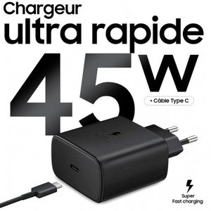 Chargeur Rapide 45W Compatible avec Samsung S23 S22 Ultra S22 Plus