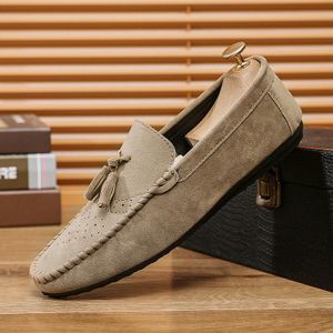 VANHUHU Men's Brown Slip-On Formal Loafers - Comfortable Textile Mix