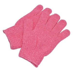 Une paire de gants exfoliants doux en nylon à cinq doigts  pour le corps et la douche - Gants de gommage (couleur au hasard) 