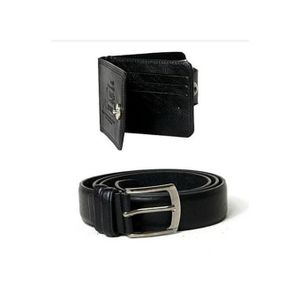Pack Portefeuille + Ceinture Simili cuir Noir