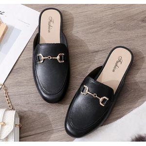 Chaussures pour femmes, mules à boucle métallique, mocassins plats décontractés, sandales pour filles
